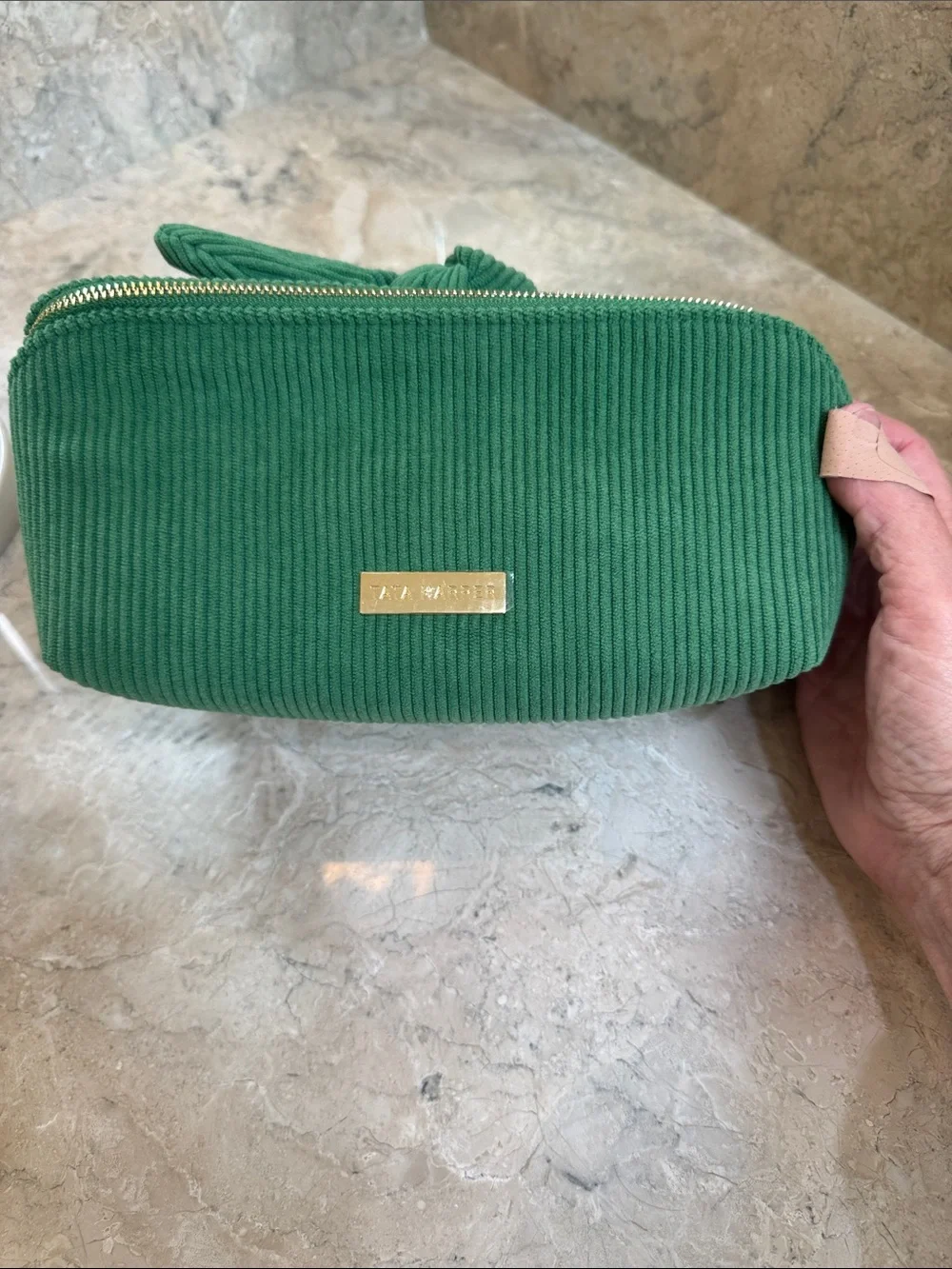 Tara Harper Emerald Green Corduroy Knot Cosmetic Pouch - Picture 2 of 4